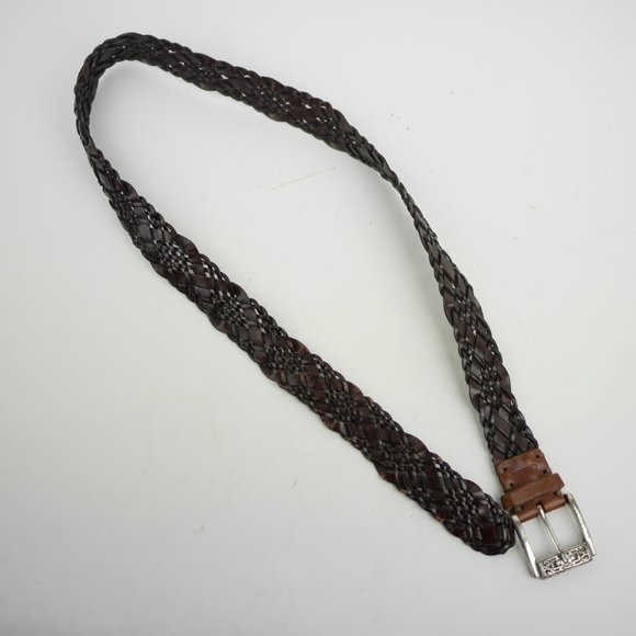 COLUMBIA Brown leather woven braided leather belt main image 6
